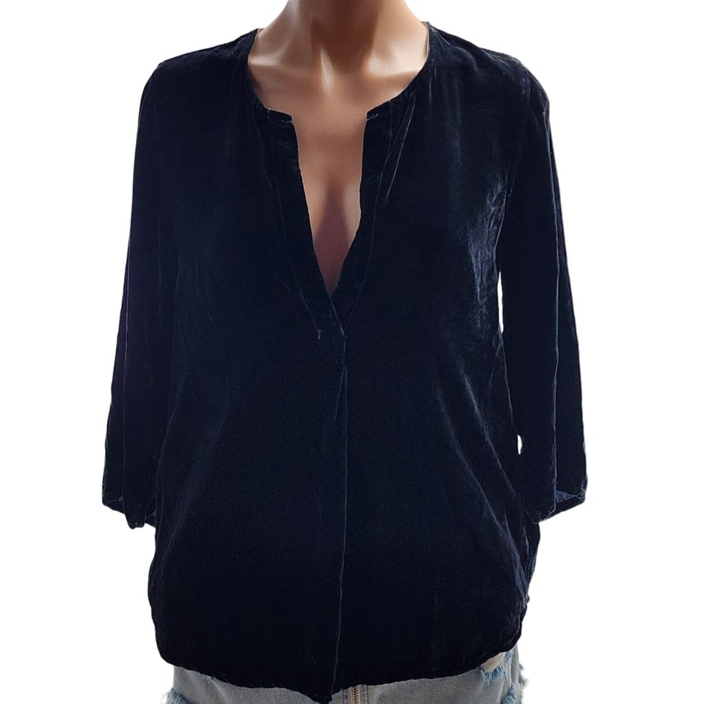 CP SHADES Black Velvet Silk‎ Blend Top Tunic Pockets XS